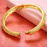 European Bride Party Wedding Mother Gift Dragon Phoenix 24KT Bracelet Bangle