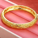 European Bride Party Wedding Mother Gift Dragon Phoenix 24KT Bracelet Bangle