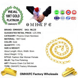OMHXFC 18KT Chain Necklace NL23 Long Phoenix Real 18KT Chain Necklace