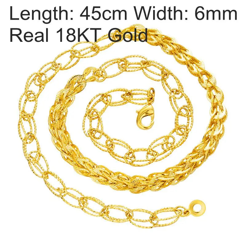 OMHXFC 18KT Chain Necklace NL23 Long Phoenix Real 18KT Chain Necklace