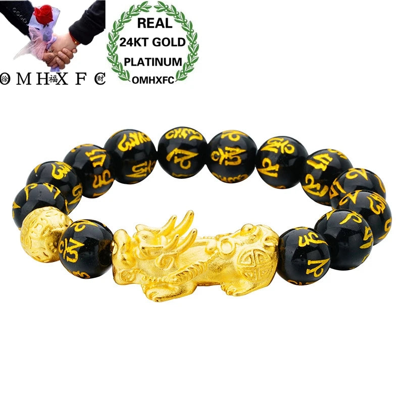 OMHXFC European Woman Vintage PIXIU Words Beads Bracelet