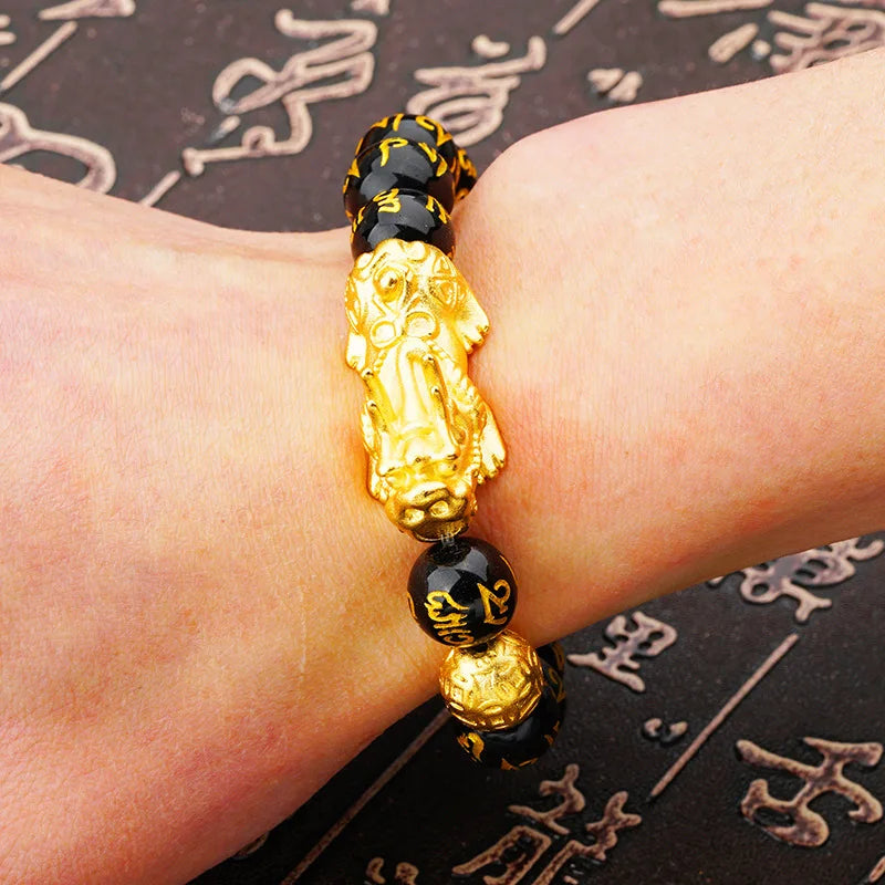 OMHXFC European Woman Vintage PIXIU Words Beads Bracelet