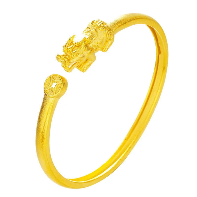 OMHXFC Vintage PIXIU Coin Open Bangle