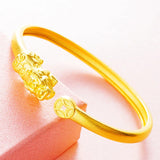 OMHXFC Vintage PIXIU Coin Open Bangle