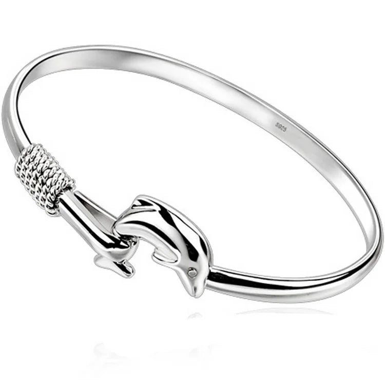 European Woman Party Wedding Gift Dolphin 925 Silver Bangles