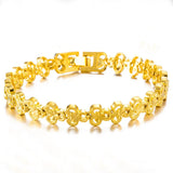 European Woman Girl Flower Heart Link 24KT Bracelets BE229