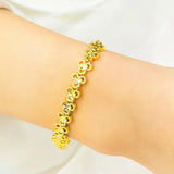 European Flower Heart Link 24KT Bracelet