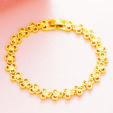 European Woman Girl Flower Heart Link 24KT Bracelets BE229