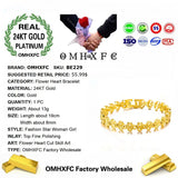 European Woman Girl Flower Heart Link 24KT Bracelets BE229