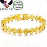 European Woman Girl Flower Heart Link 24KT Bracelets BE229