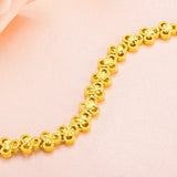 European Flower Heart Link 24KT Bracelet