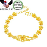 European Woman Girl Flower Link 24KT Bracelets