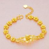 European Woman Girl Flower Link 24KT Bracelets