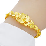 European Woman Girl Flower Link 24KT Bracelets