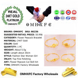 European Woman Party Birthday Wedding Gift Peacock Link 24KT Bracelet