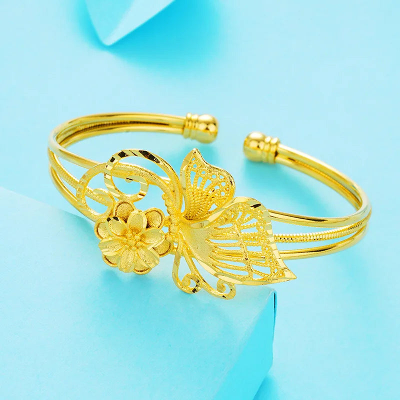 European Woman Girl 18KT Open Bangles Bracelets BE77