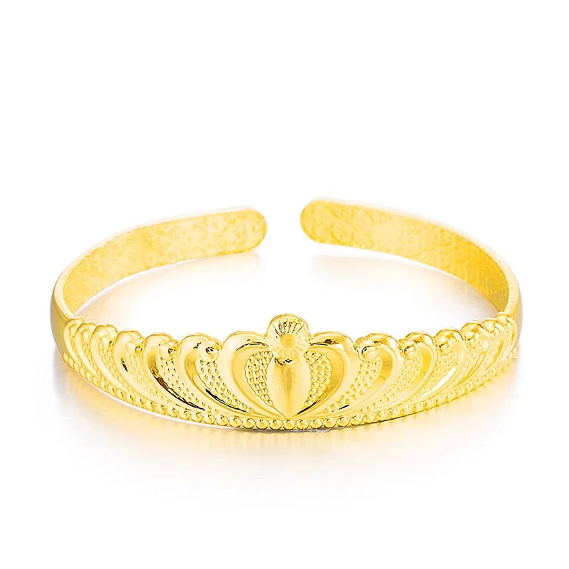 European Woman Party Wide Crown Open Bangles Bracelet
