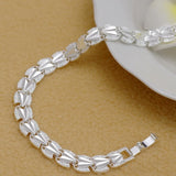 925 Sterling Silver Geometric Heart Link Bracelet