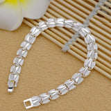 925 Sterling Silver Geometric Heart Link Bracelet