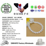 925 Sterling Silver Geometric Heart Link Bracelet