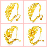 European Woman Party Wedding Gift Flowers Peacock 24KT Bangles