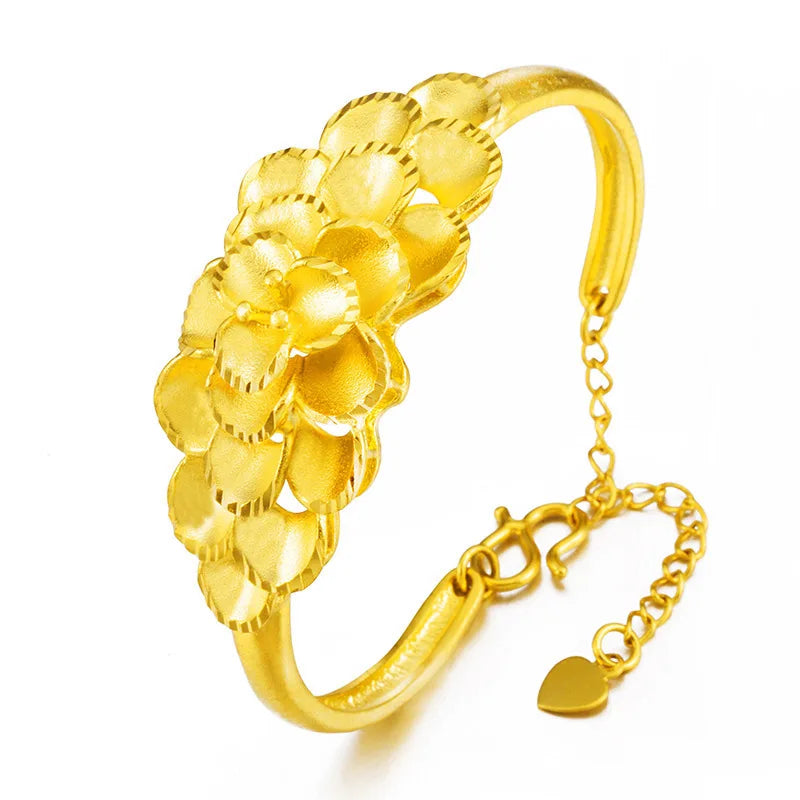 European Woman Party Wedding Gift Flowers Peacock 24KT Bangles