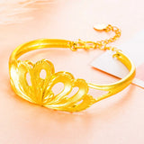 European Woman Party Wedding Gift Flowers Peacock 24KT Bangles