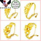 European Woman Party Wedding Gift Flowers Peacock 24KT Bangles