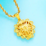 European Woman Girl Hollow Love Heart 24KT Real Charm Pendant