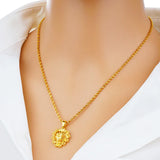 European Woman Girl Hollow Love Heart 24KT Real Charm Pendant