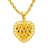 European Woman Girl Hollow Love Heart 24KT Real Charm Pendant