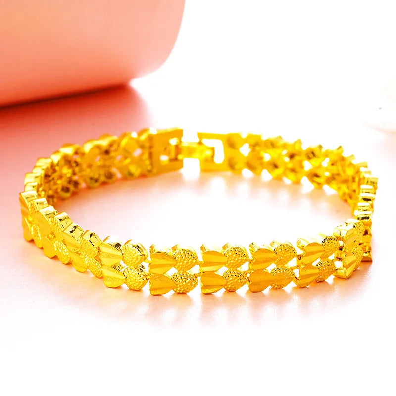 Vintage Heart Link 24KT Bracelet BE258