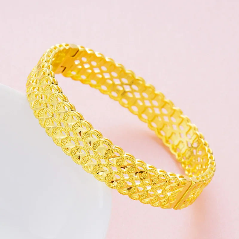 Vintage Hollow Coin 24KT Bangles Bracelets