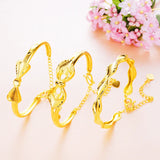 European Girl Birthday Gift Wave Bowknot 18KT Bangles Bracelets