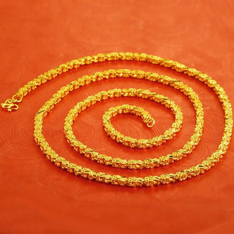 Vintage Flower 24KT Chain Necklace EU Woman Girl Party Wedding