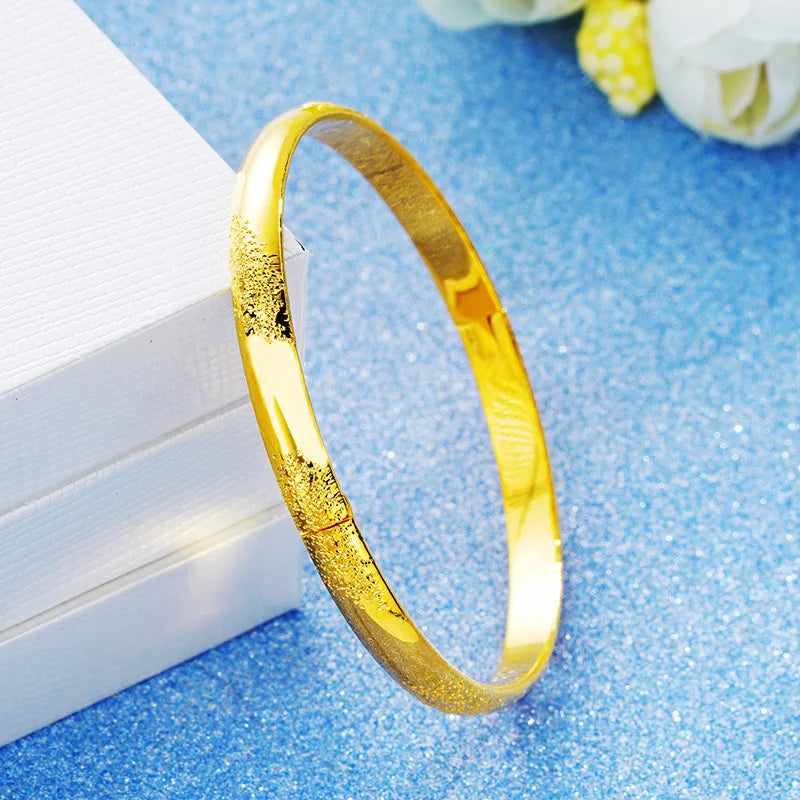 European Woman Girl Party Wedding Gift Blank Sand 24KT Gold Bangles Bracelets