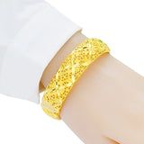 European Boho Flower Open Bangle Bracelet BE120