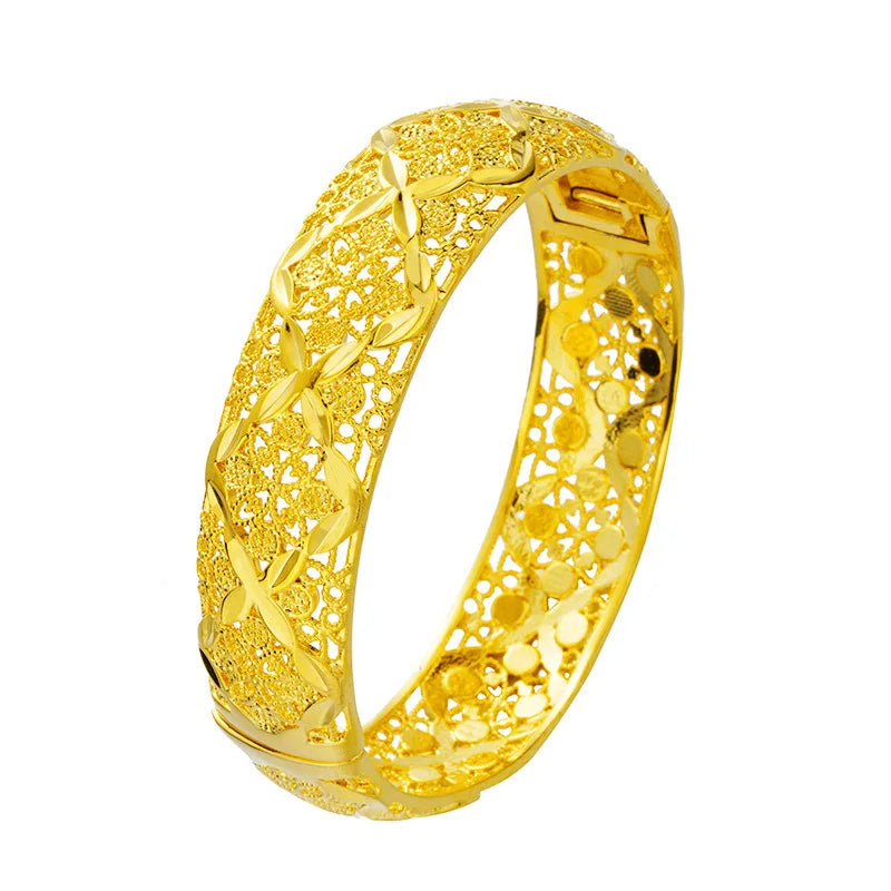European Boho Flower Open Bangle Bracelet BE120