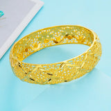 European Boho Flower Open Bangle Bracelet BE120