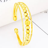 Bohemia Lines Beads 18KT Open Bangles Bracelets BE46