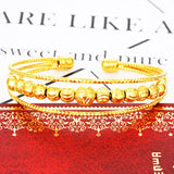Bohemia Lines Beads 18KT Open Bangles Bracelets BE46