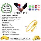 Calla Lily 18KT Open Bangles Bracelets for Wedding Party Gift