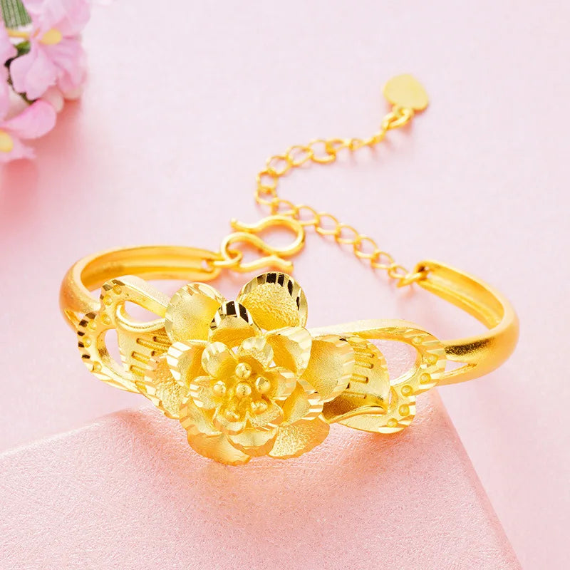 European Woman Girl Party Flower 18KT Bangles Bracelet BE85