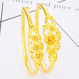 European Woman Party Wedding Flowers 24KT Bangles Bracelets BE78