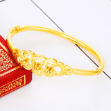 European Woman Party Wedding Flowers 24KT Bangles Bracelets BE78