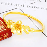 European Woman Party Wedding Flowers 24KT Bangles Bracelets BE78