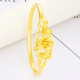 European Woman Party Wedding Flowers 24KT Bangles Bracelets BE78
