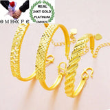 European Woman Wedding Gift Geometric Lines 24KT Bangles Bracelets