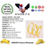 European Woman Wedding Gift Geometric Lines 24KT Bangles Bracelets