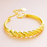 European Woman Wedding Gift Geometric Lines 24KT Bangles Bracelets